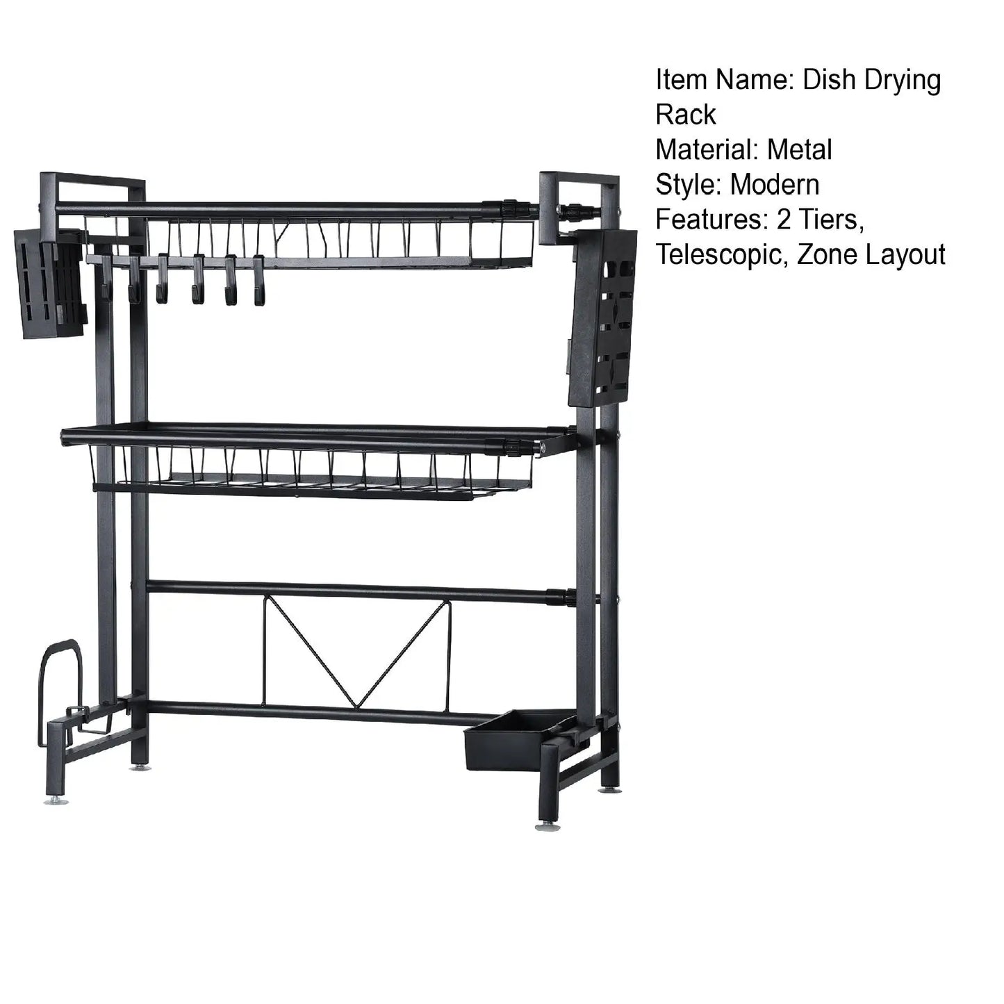 2 Tier Kitchen Storage Shelf Over Sink Adjustable Dish Drying Rack