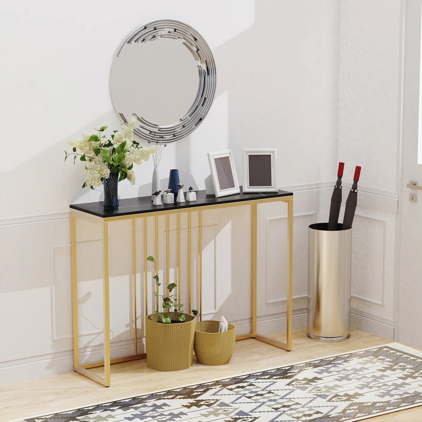 Modern Accent Console Table Storage Display Shelf for Entryway Living Room