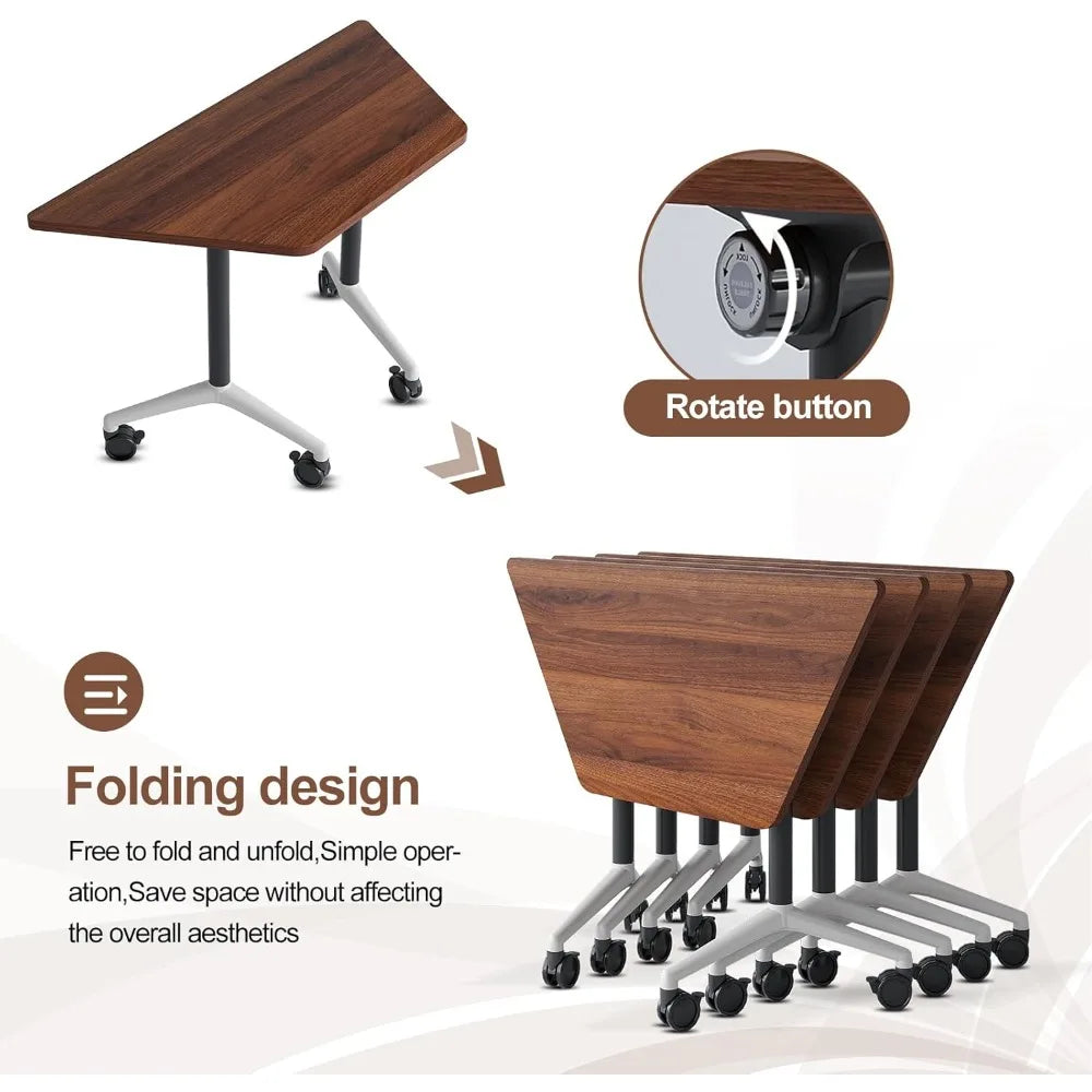 Folding Conference Table On Wheels Flip Top Mobile Training Table 2pack