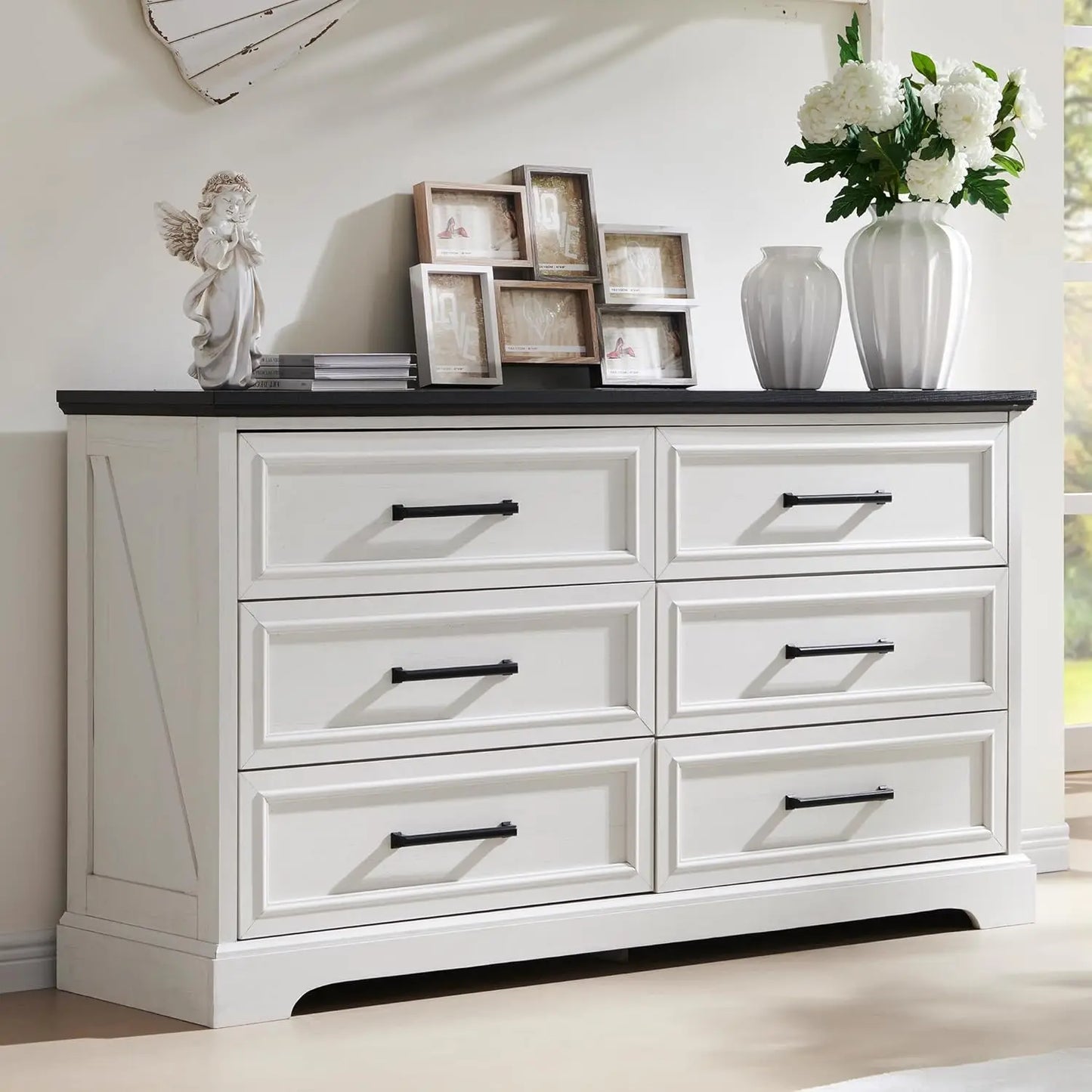 **** Farmhouse 9 Drawer Dresser Tall Modern Bedroom Storage Furniture
