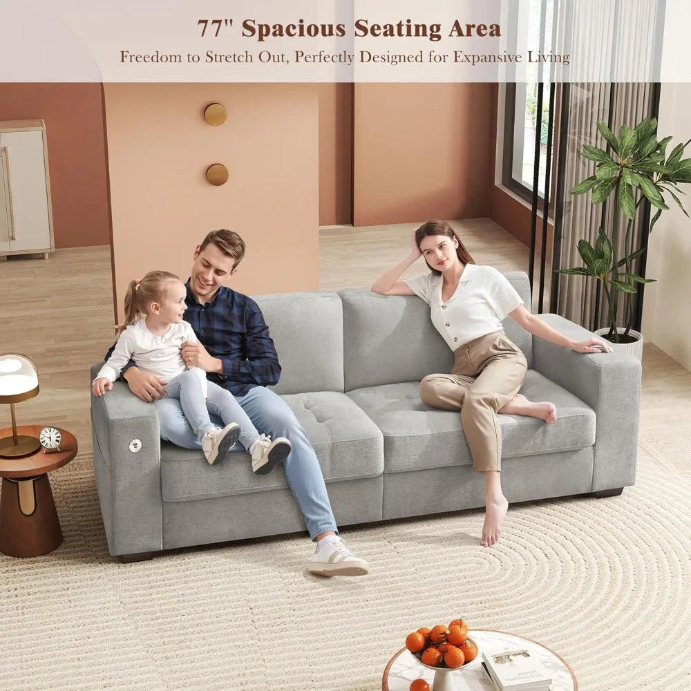 Ljustra 89 Inch Modern Sofa Couch for Living Room 3 Seats USB Charging