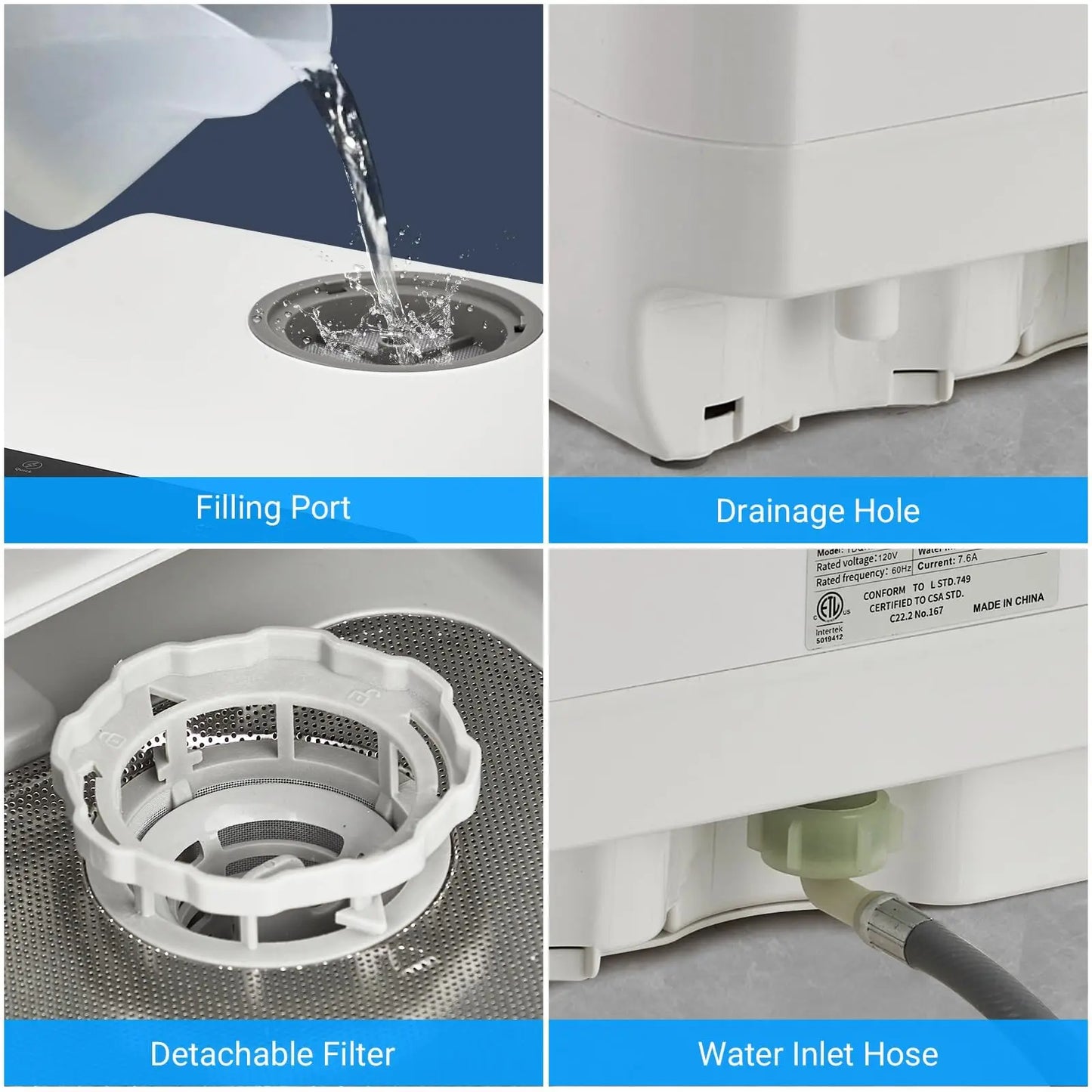 Portable Countertop Dishwasher 5L Built-In Water Tank No Hookup Needed