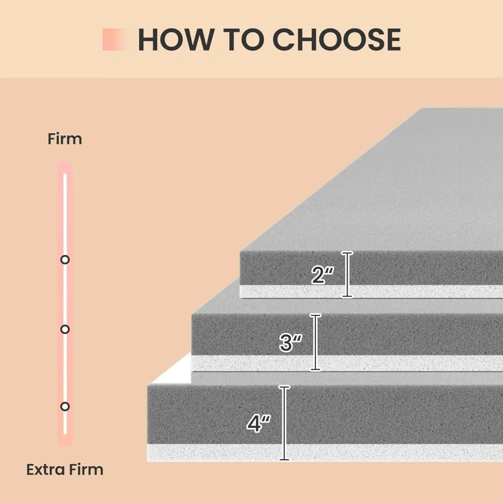 Extra Firm Memory Foam Mattress Topper Queen Size Back Pain Relief