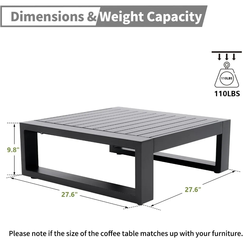 Ljustra Outdoor Square Aluminum Side Table for Patio Bistro Coffee Use