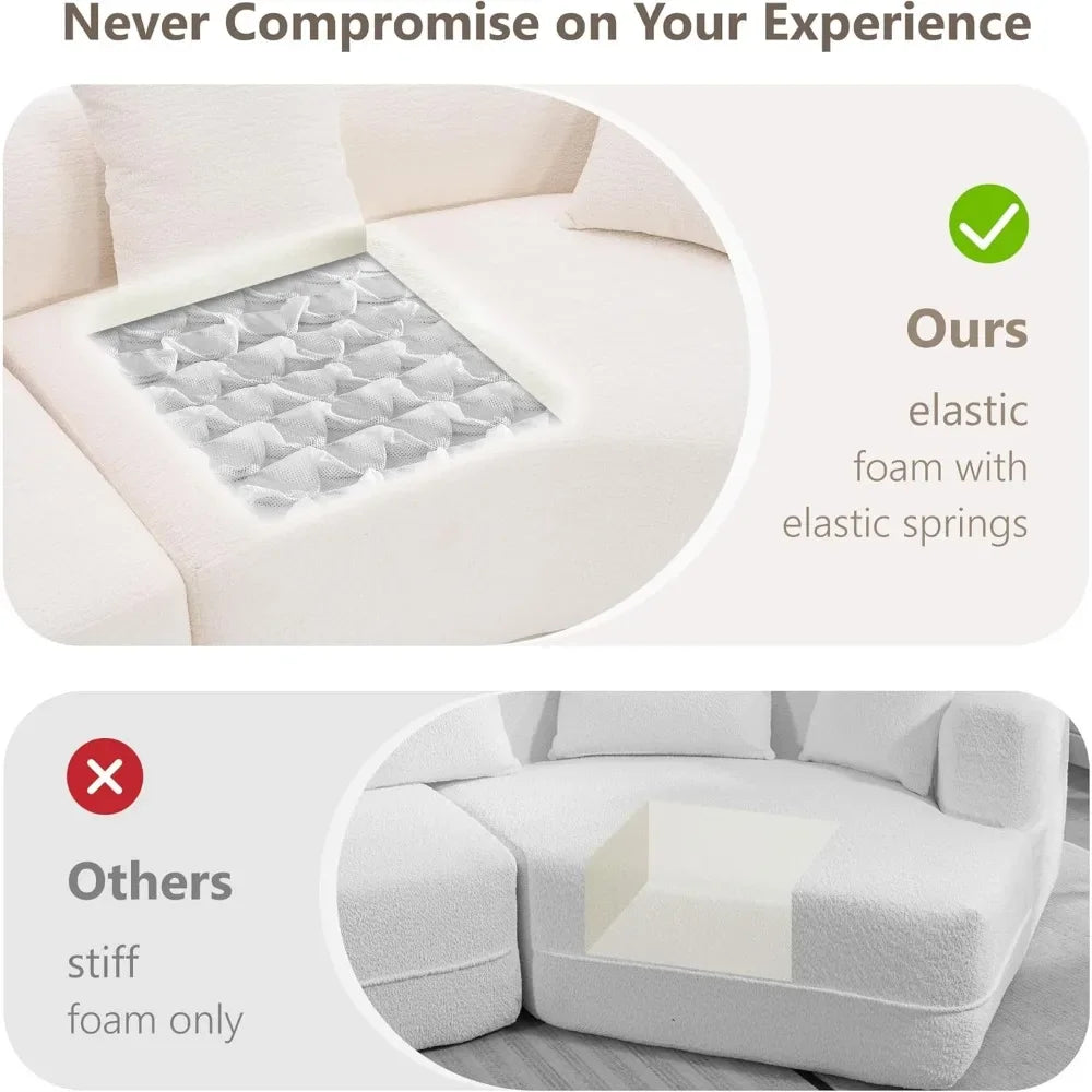 110" Curved Chenille Cloud Sofa Oversized 4-Seat Sectional Plush Cushions