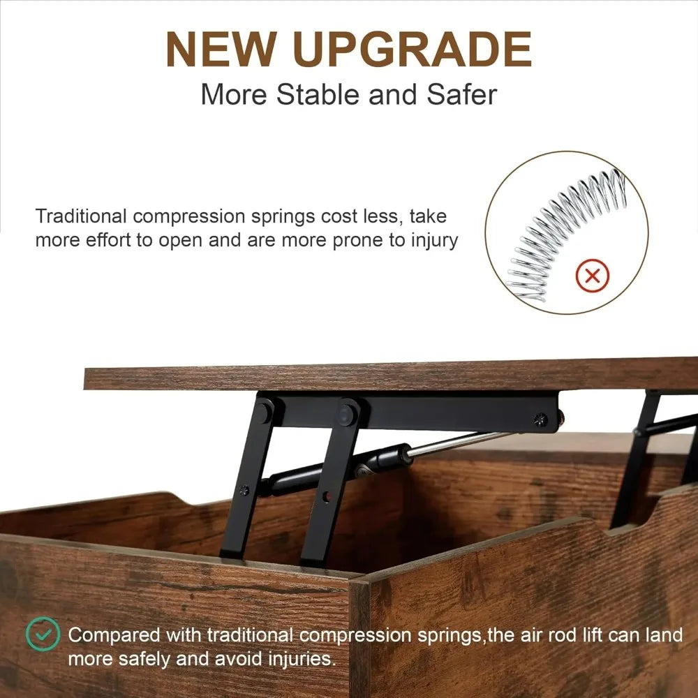 39 Inch Lift Top Coffee Table with Hidden Storage Compartment Modern Design