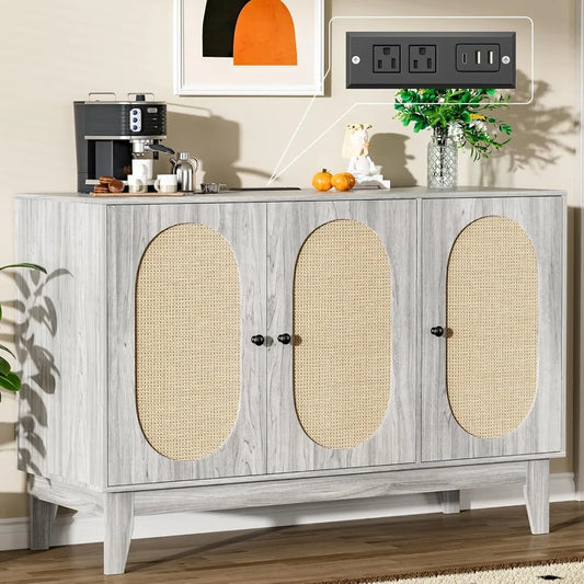 Ljustra 47'' Large Buffet Sideboard Cabinet with Charging Station