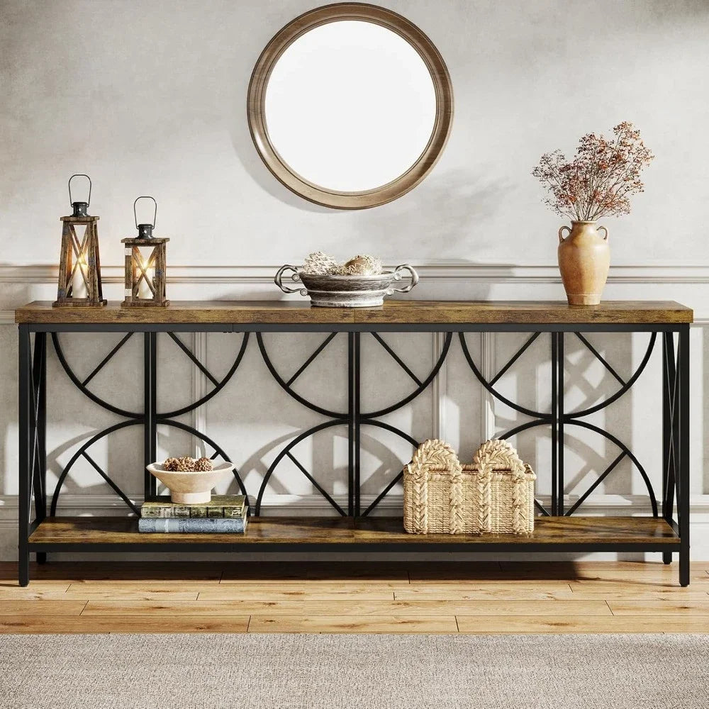 70.9 Inch Extra Long Sofa Table with Storage for Living Room Entryway