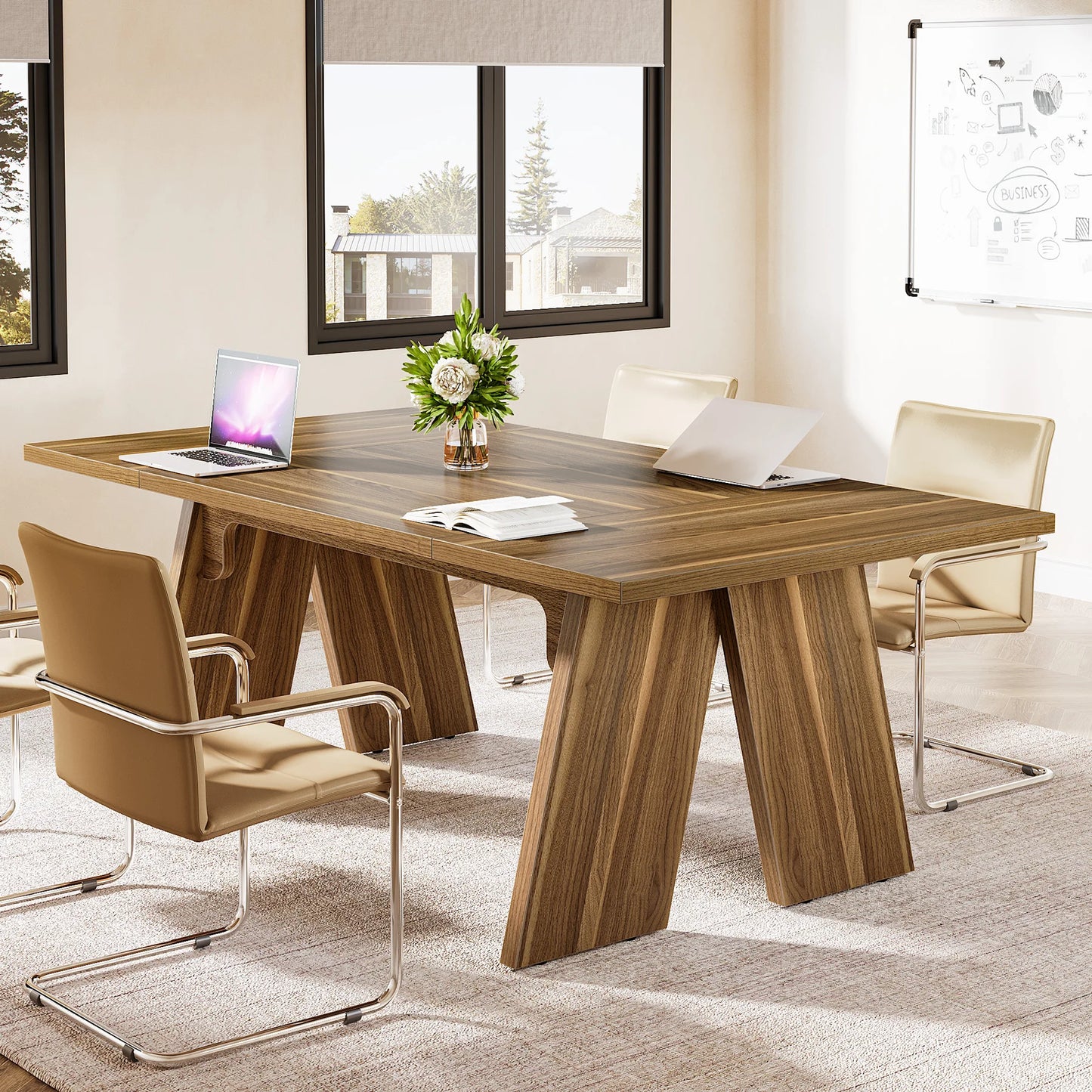 Ljustra 70.9 Inch Executive Office Desk Large Computer Desk Solid Wood