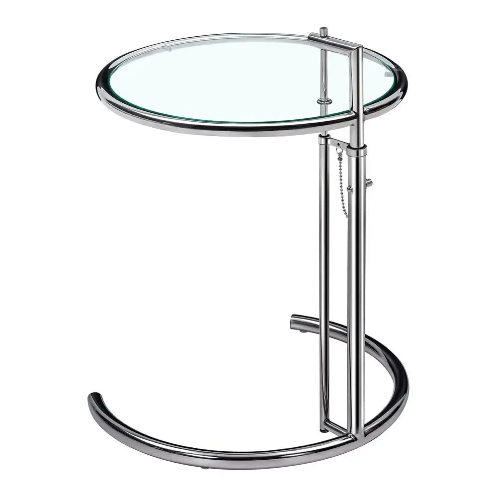 Modern Adjustable Chrome-Plated Glass Coffee Table Side End Table