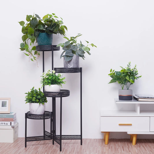 3 Tier Metal Plant Stand Indoor Foldable Flower Pot Holder Display Rack