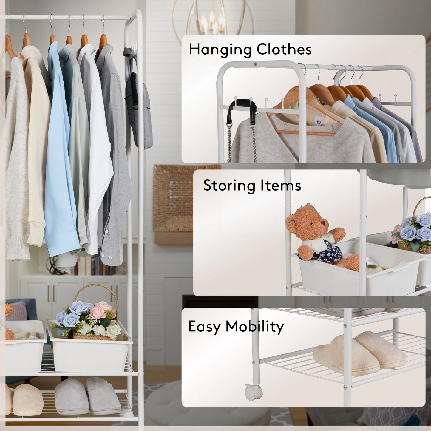 Industrial Pipe Clothes Rail Rack Heavy Duty Garment Stand Wheels