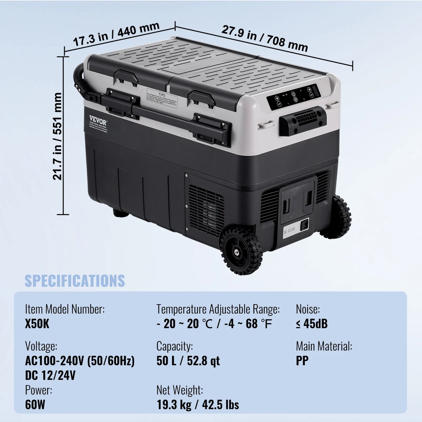 Portable Car Refrigerator Dual Zone Freezer 12V Compressor Cooler