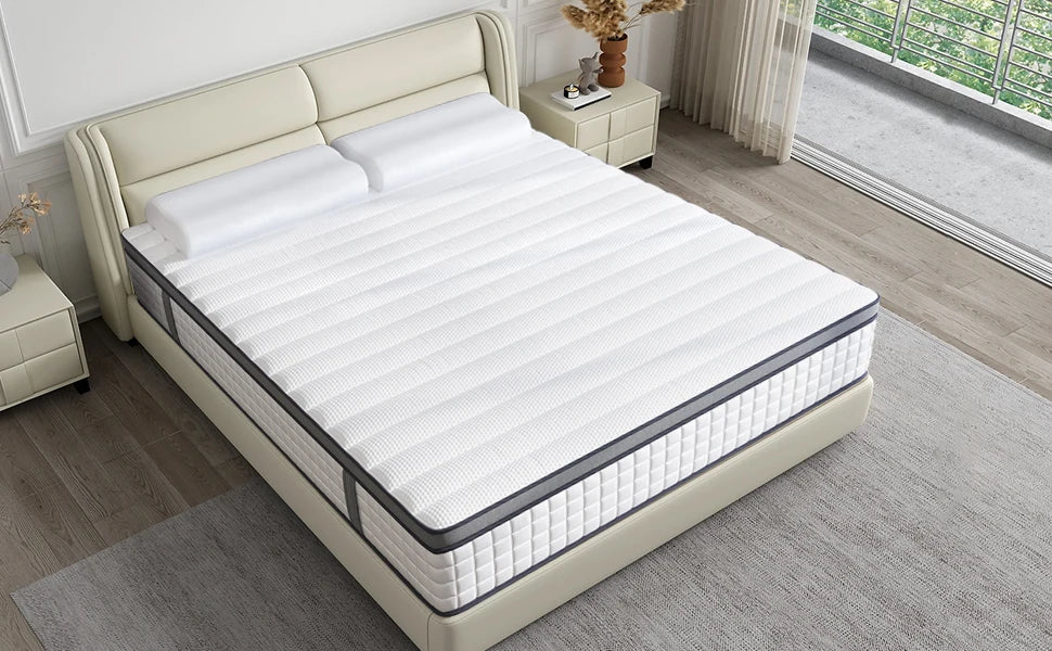 Ljustra 12 Inch Queen Mattress Medium Firm Memory Foam Pocket Springs