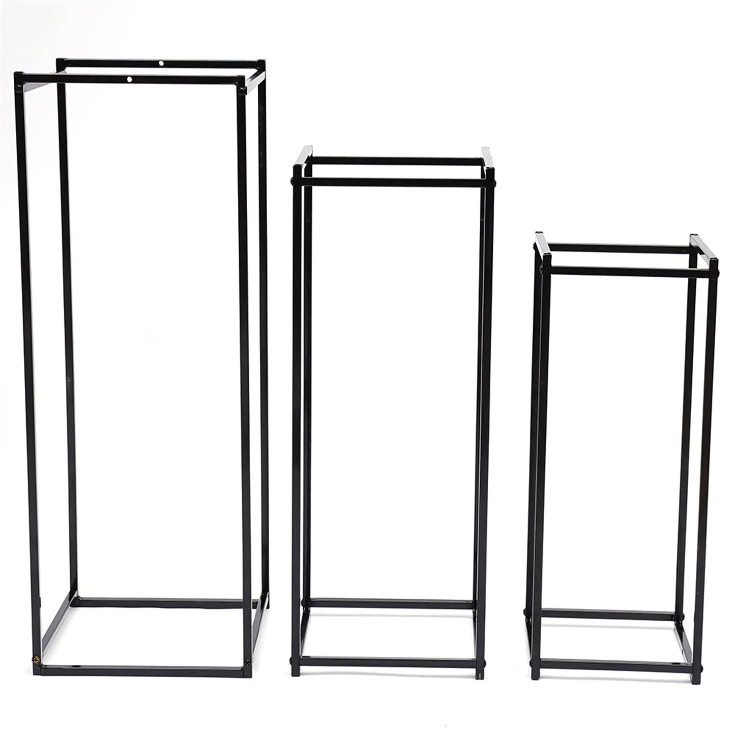 Set of 3 Metal Square Flower Stands Plant Holders for Home Wedding Decor