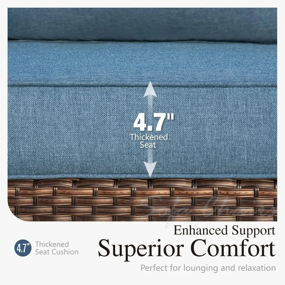 L-Shaped Outdoor Wicker Sectional Sofa Set with Coffee Table for 4