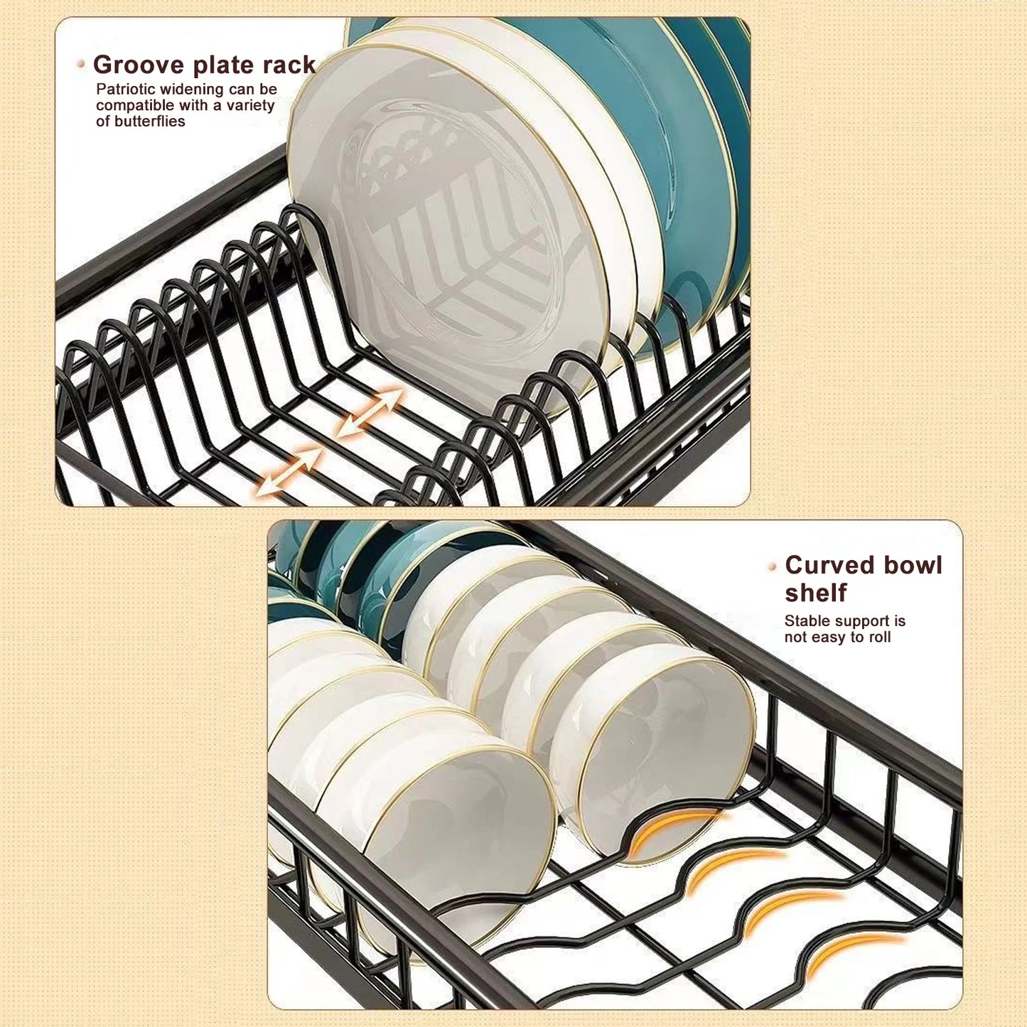 2 Tier Kitchen Storage Shelf Over Sink Adjustable Dish Drying Rack