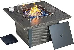 52 Inch Outdoor Propane Fire Pit Table 50000 BTU Rectangular Fire Table