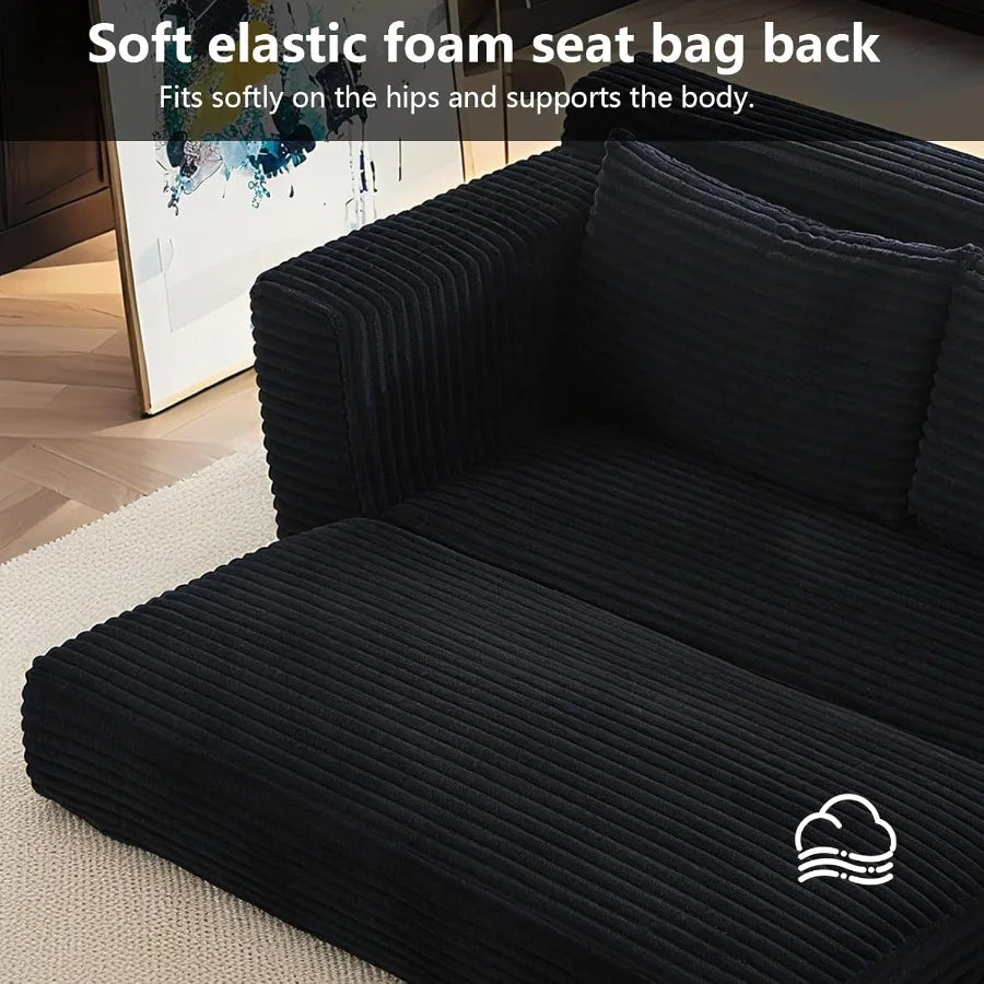 Loveseat Sofa Bed Convertible Couch Compact Corduroy Memory Foam
