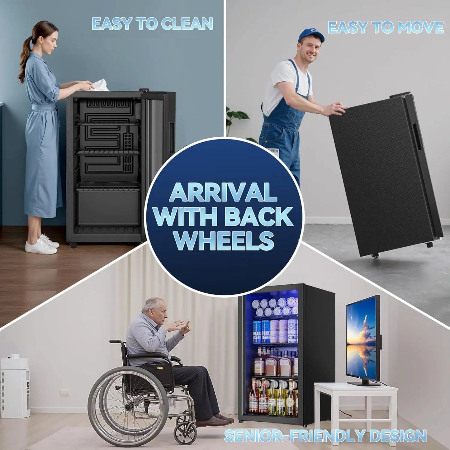 Beverage Refrigerator 128 Can Mini Fridge Cooler for Home Office Bar