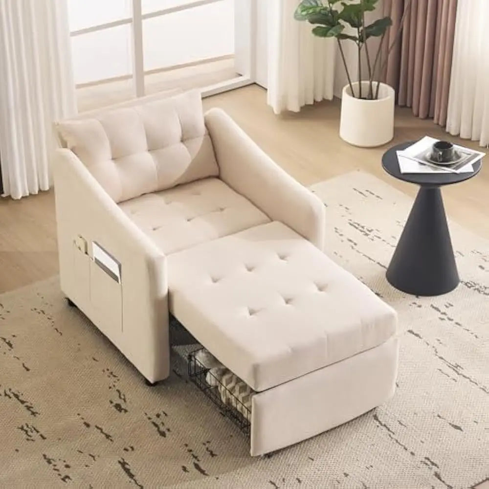 3-in-1 Convertible Sleeper Sofa Chair Bed with Storage Drawer Pillow