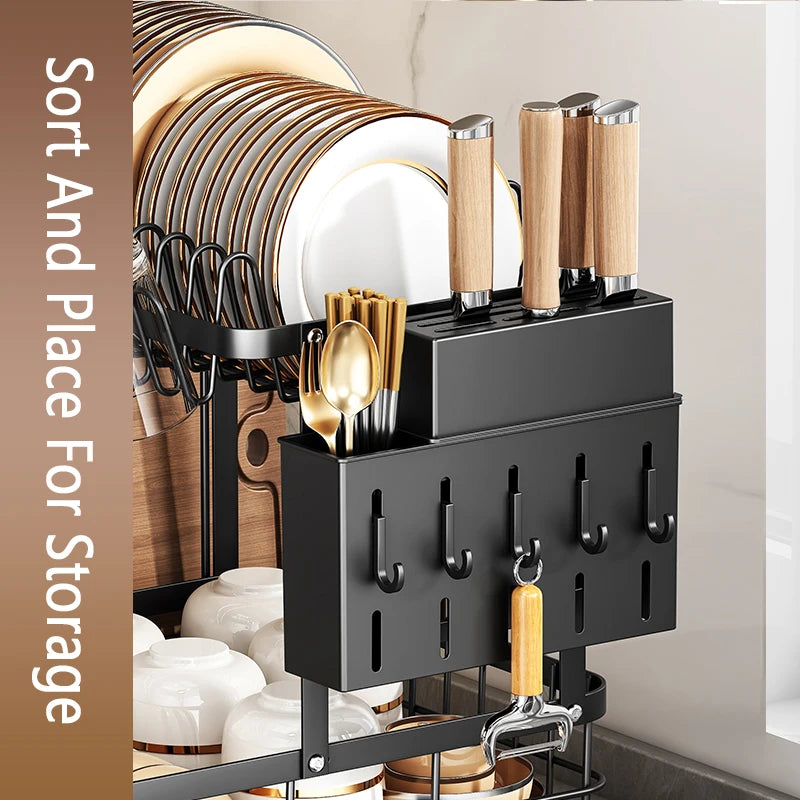 1 Or 2-Tier Space-Saving Kitchen Dish Drying Rack Multifunctional