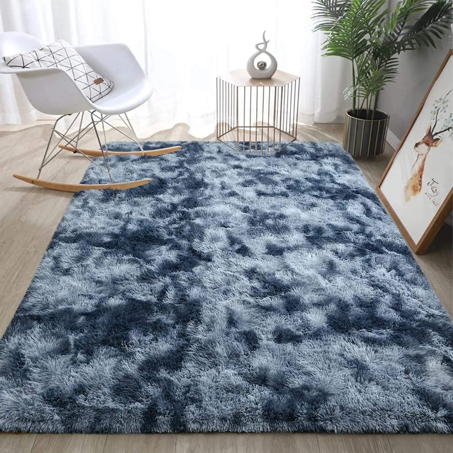Ljustra Super Soft Plush Tie Dye Velvet Rug for Living Room Bedroom