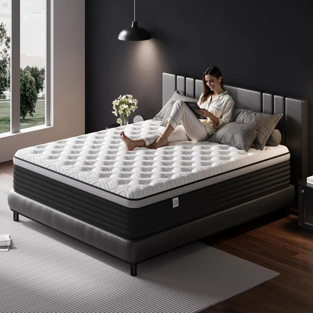 Ljustra Hybrid 12 Inch Mattress Memory Foam Pocket Spring Pain Relief