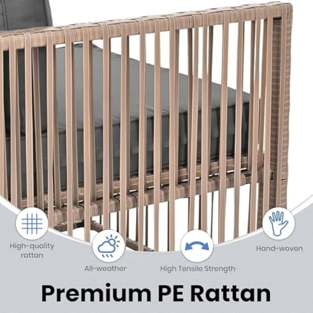 Ljustra 7 Piece Outdoor Sectional Set All-Weather PE Rattan Furniture