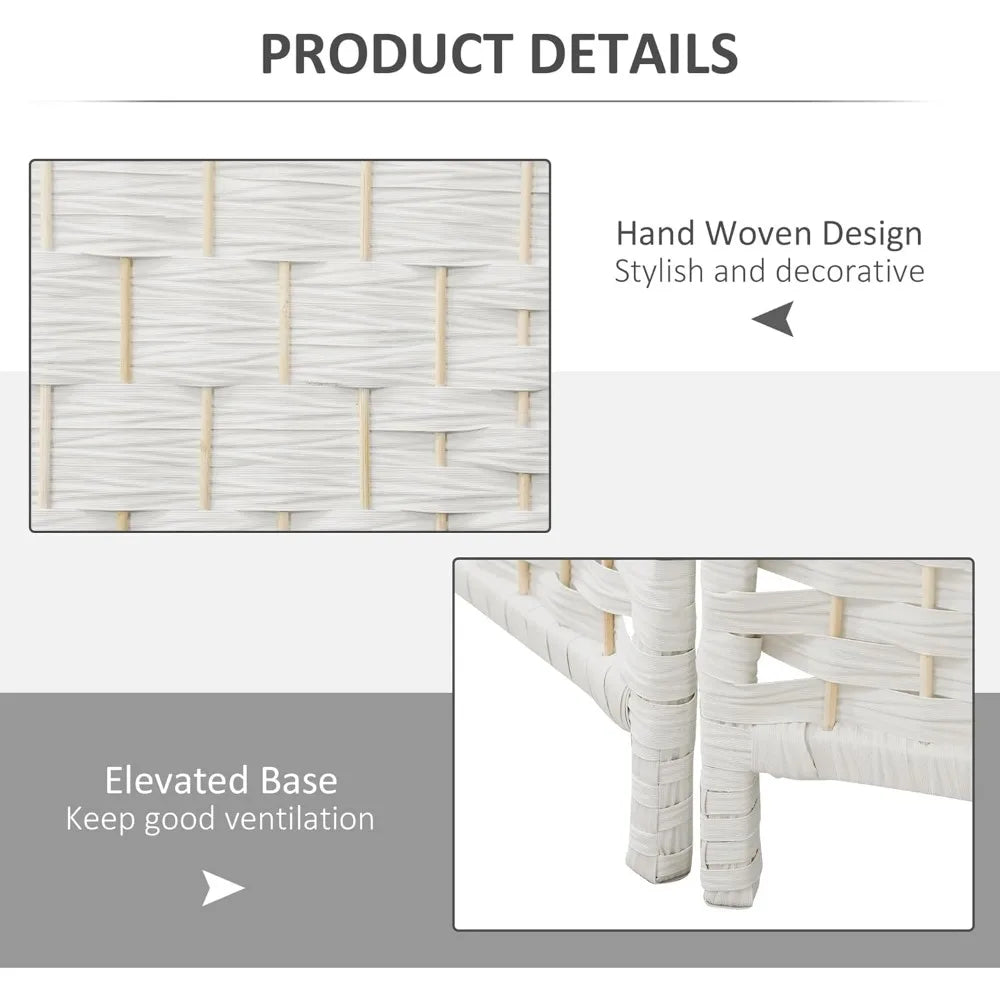 Room Divider 6 Panel Folding Privacy Screen Wicker Weave 6FT Tall