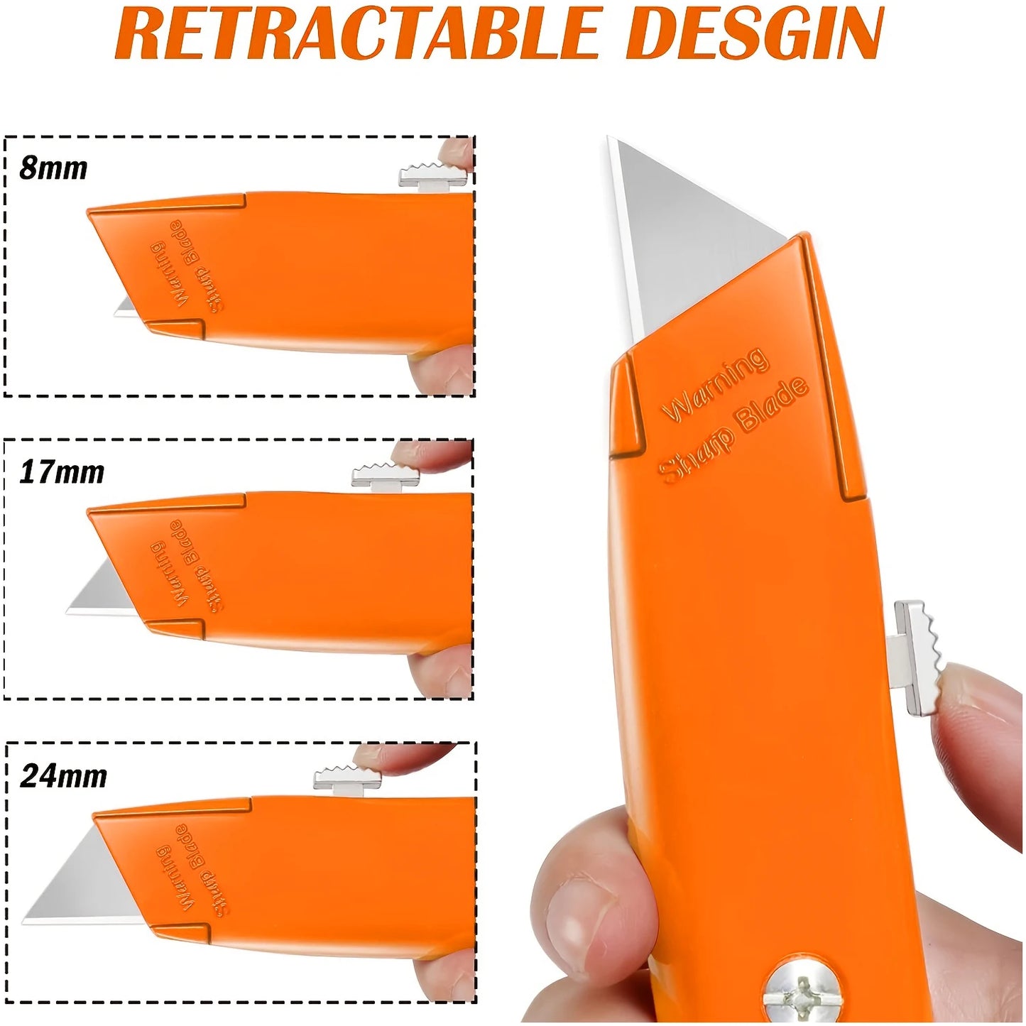 DIY Utility Knife 16 Pack Heavy Duty Box Cutter Retractable Blade