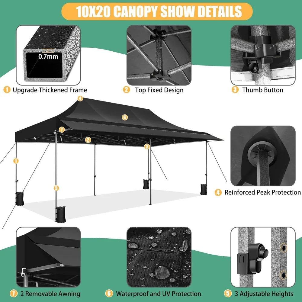 10x20 Pop Up Canopy Tent Heavy Duty Waterproof Commercial Outdoor
