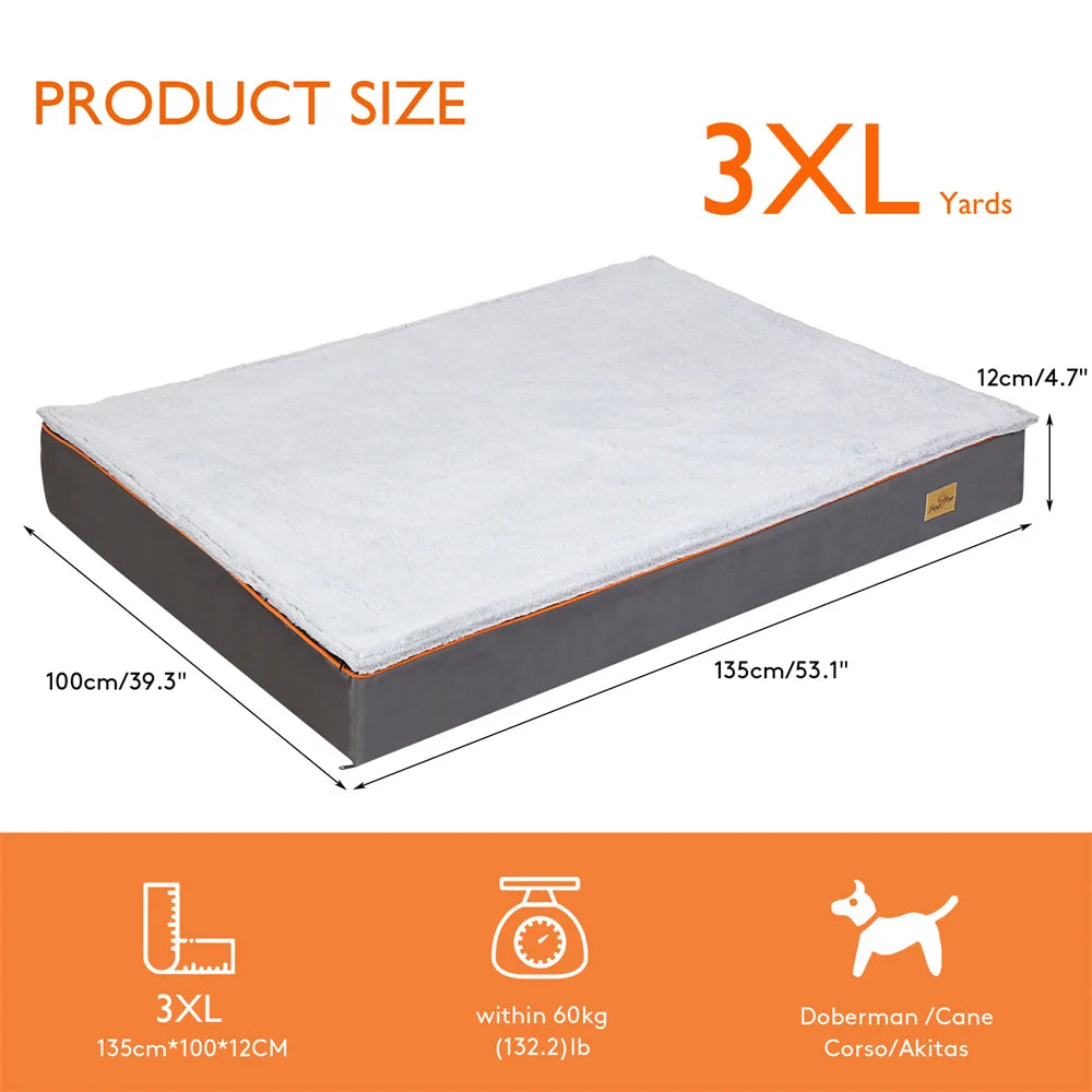 Premium Orthopedic Memory Foam Dog Bed Waterproof Washable Jumbo Mattress