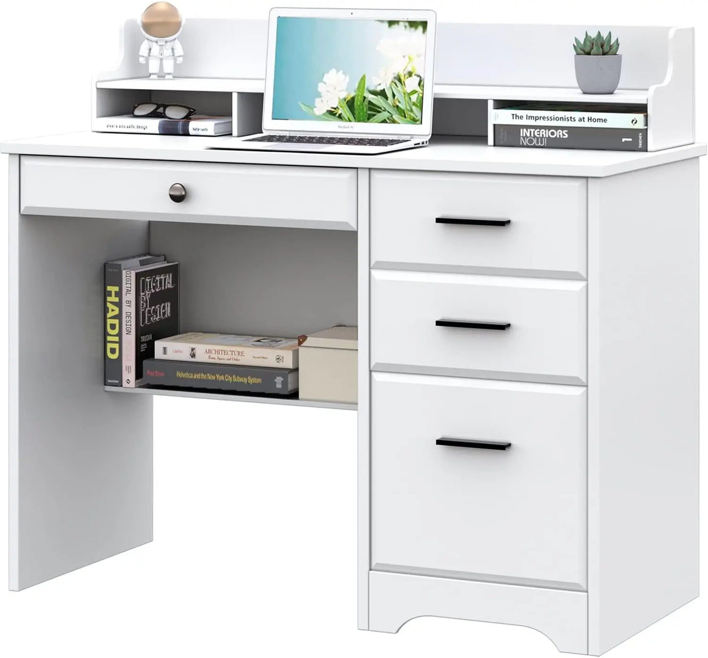 Computer Desk with Storage Drawers and Hutch for Home Office Small Space