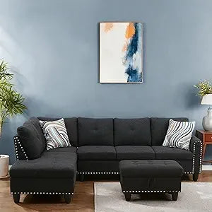 Ljustra Modular Sectional Sofa 4 Seat Convertible Couch Living Room