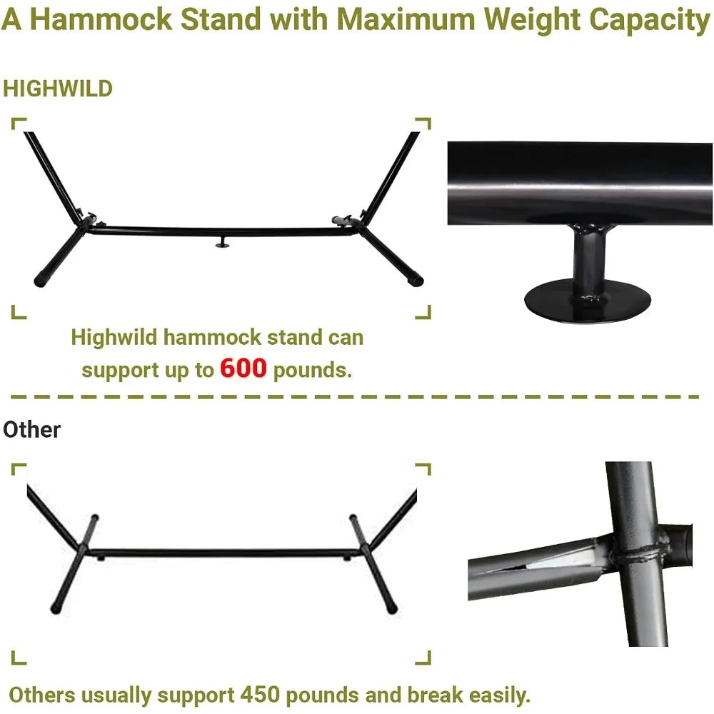 Large Hammock with Steel Stand for 2 Person Relaxation Max 600 Lbs