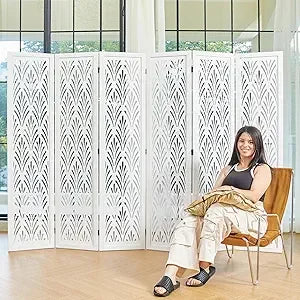 5.6Ft Room Divider Folding Wooden Partition Screen for Home Office Garden