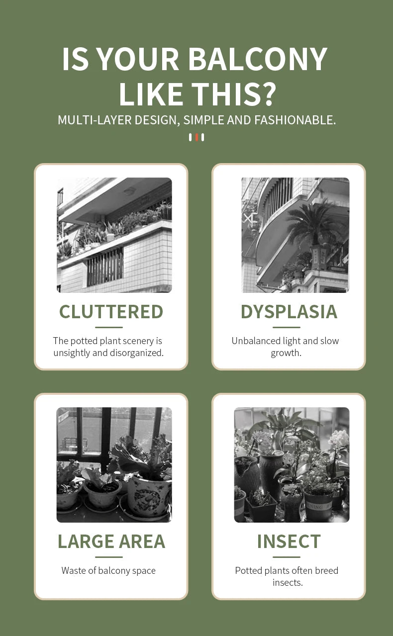 Ljustra Flower Stand Rack Metal Plant Holder Organizer for Home Garden