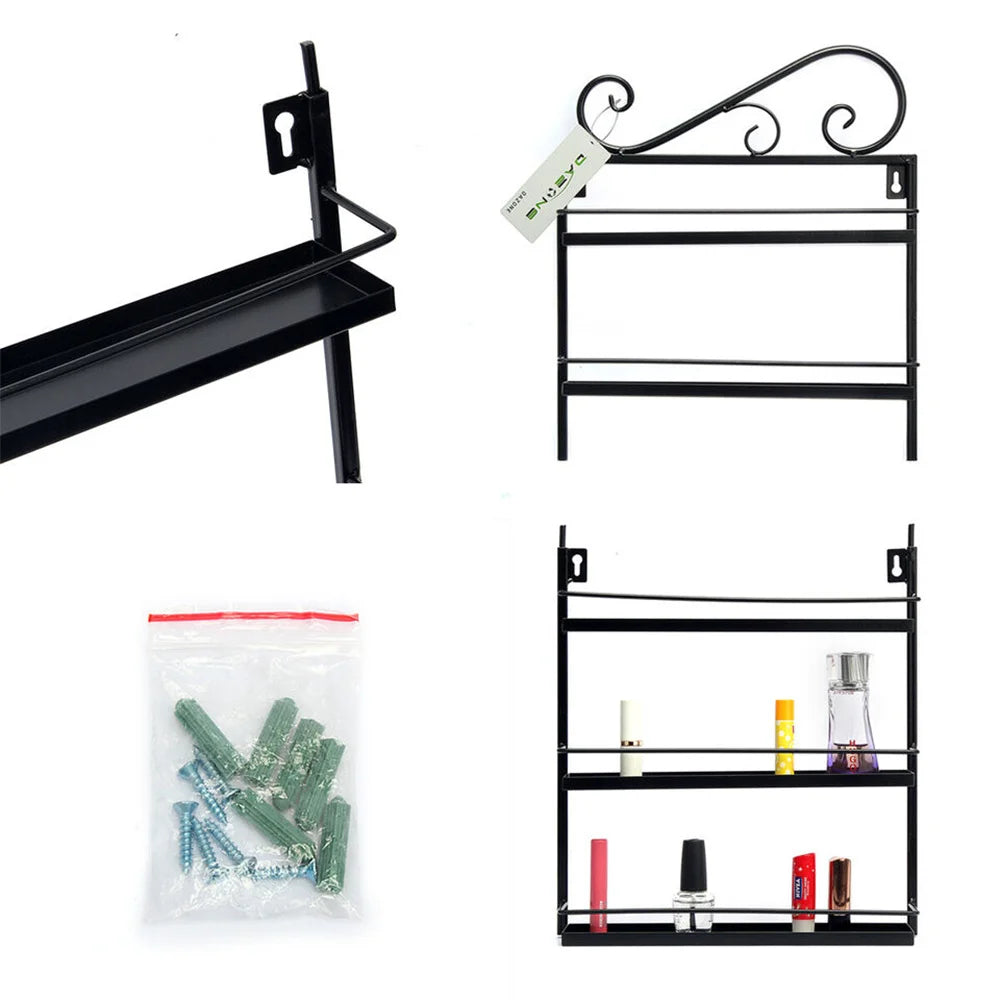 5 Tier Wall Mounted Metal Nail Polish Rack Essential Oil Organizer Shelf