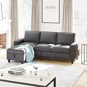 Ljustra Convertible Sectional Sofa Couch with Storage Ottoman
