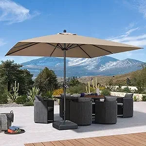 10ft Square Patio Umbrella Aluminum Frame Market Sun Umbrella Outdoor