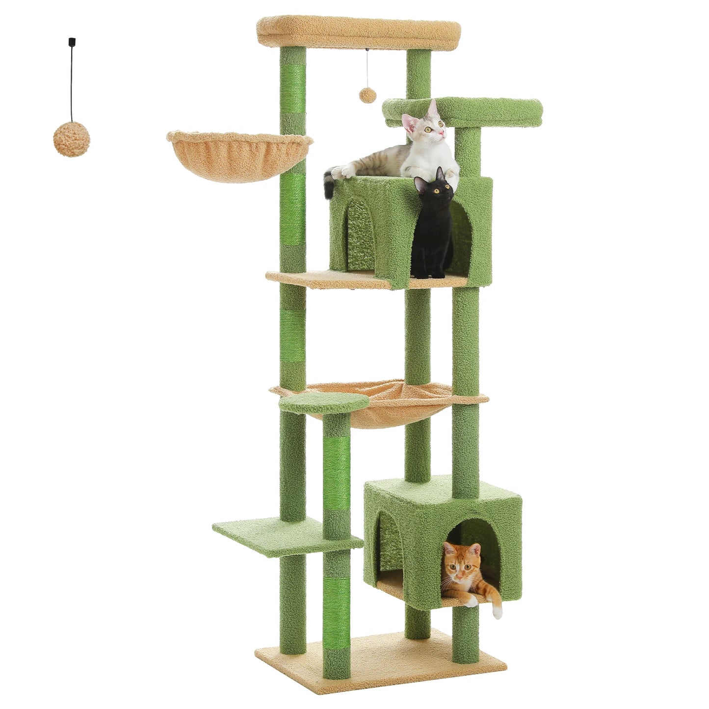 175cm Cat Tree for Large Cats with Hammock Condo Perch Scratching Posts