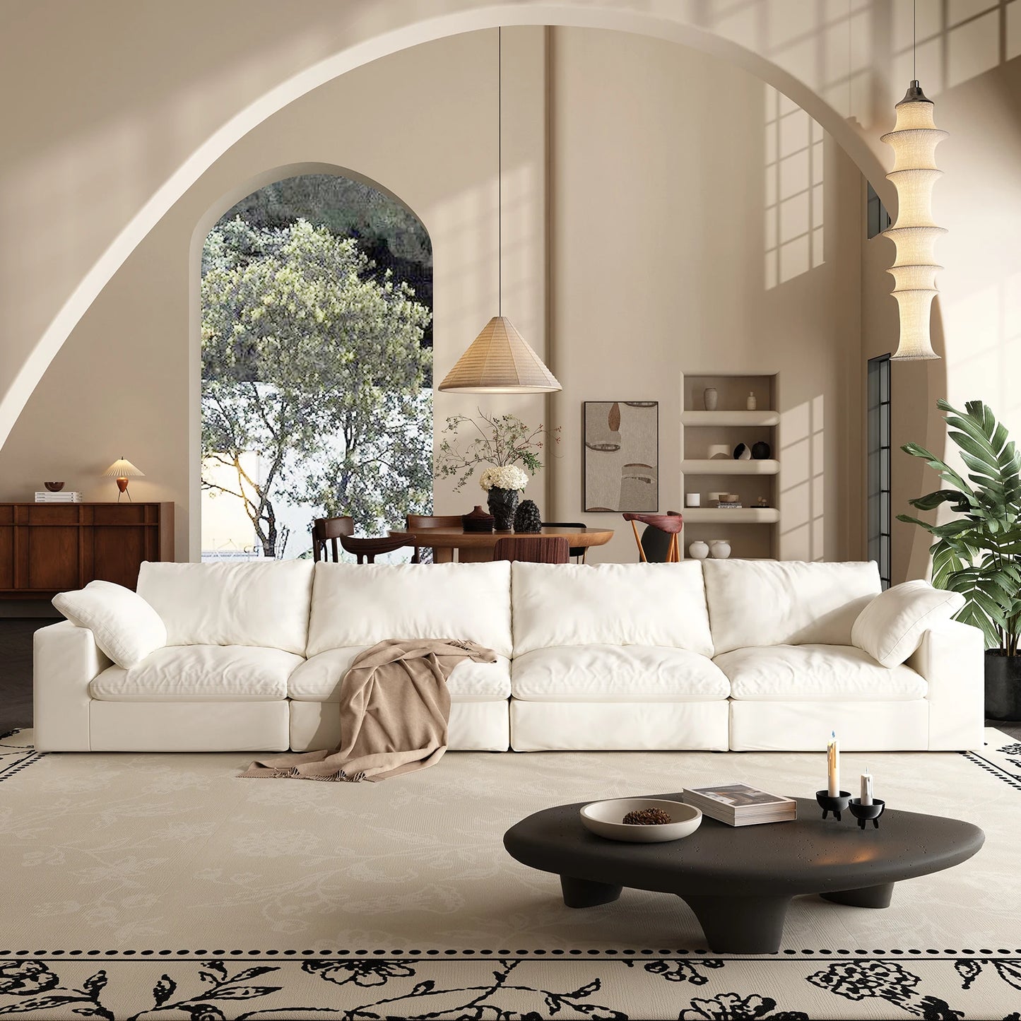 U-Shaped Cloud Couch Down-Filled Modern Modular Sectional Sofa Living Room