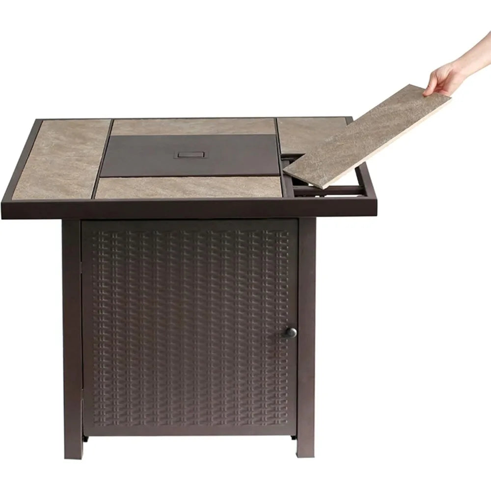 Propane Gas Fire Pit Table 32 Inch 50000 BTU Outdoor Square Firepit