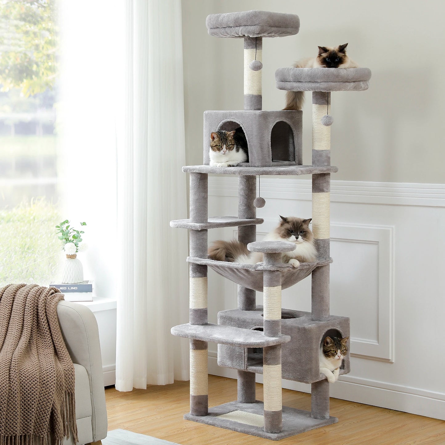 Multi-Level Cat Tree Tower Scratching Posts Hammock Condo Indoor Cats