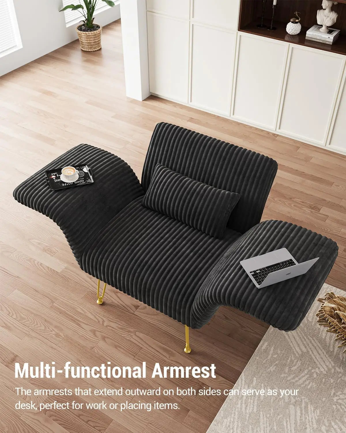 Comfy Accent Chair Cozy Wing Arm Sofa Adjustable Arms Living Room Bedroom