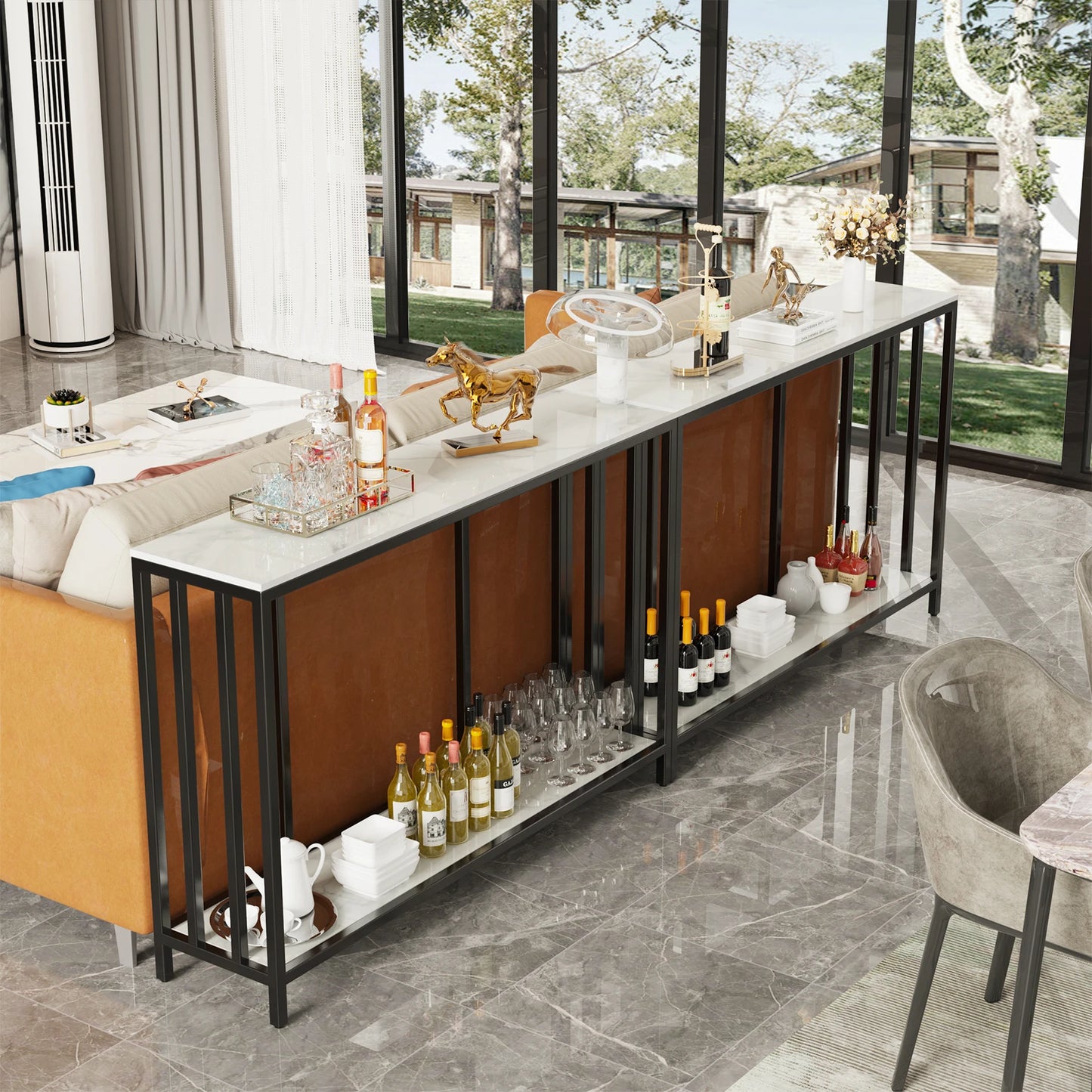 Modern Console Table Sintered Stone Entryway Table Narrow Sofa Table