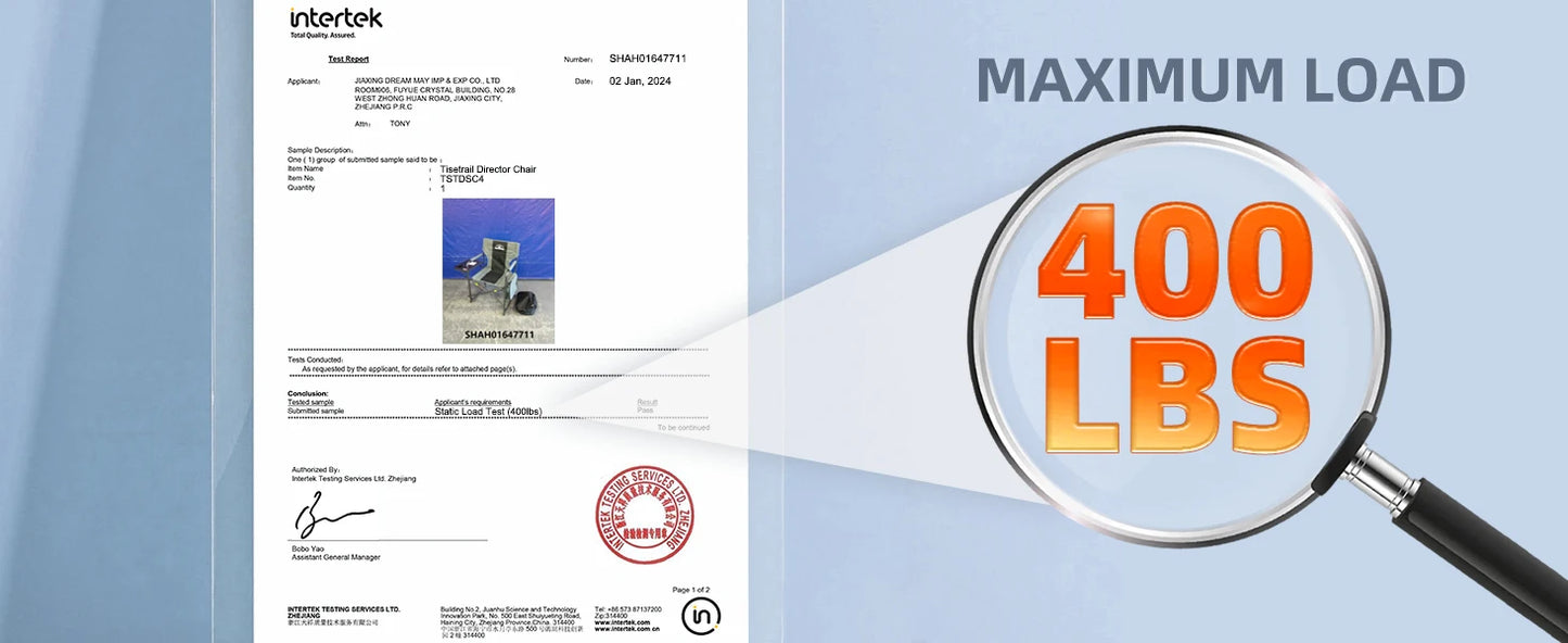 Tisetrail Camping Chair with Cooler Bag and Side Tray Outdoor Directors Chair