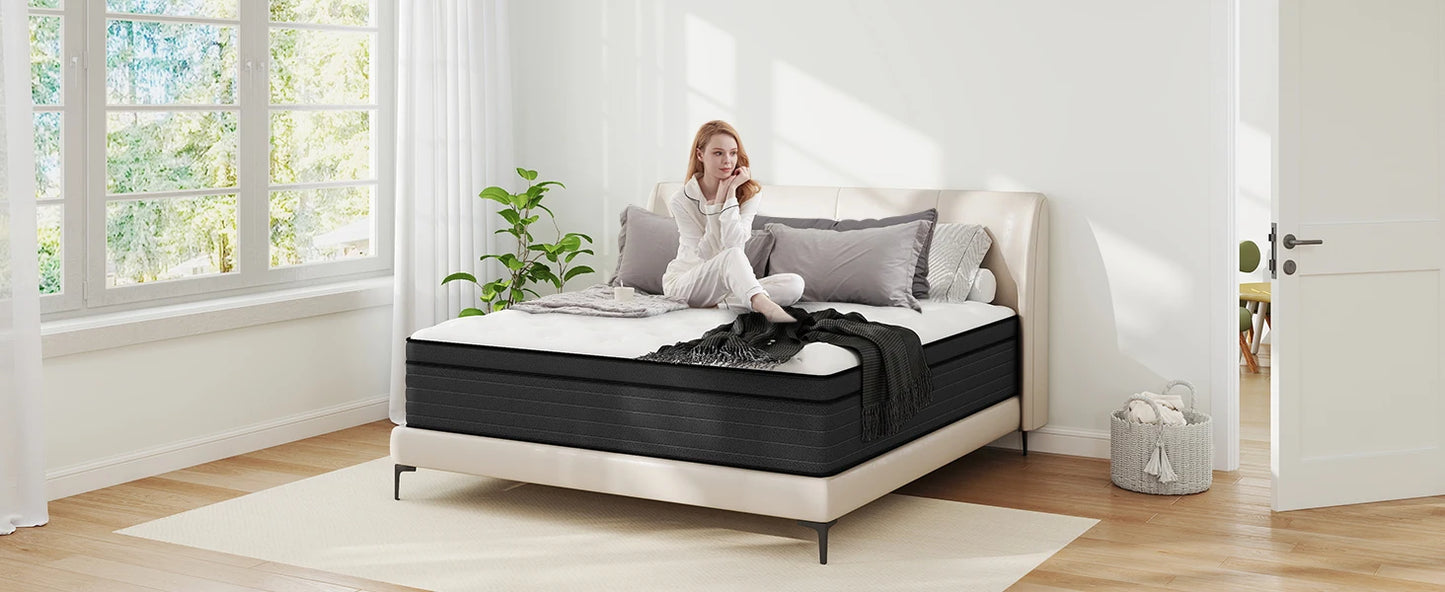 Ljustra Queen Mattress 12 Inch Pocket Springs Gel Memory Foam Hybrid