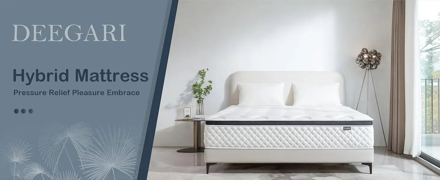 Ljustra 12 Inch Queen Size Gel Memory Foam Hybrid Mattress in a Box